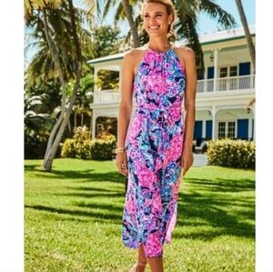 Lilly Pulitzer Bingham Midi Dress Size Large High Tide In Turtle Amazeme